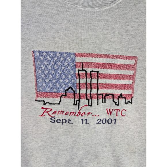 Vintage Sweatshirt Mens XL Gray Sept 9/11 Remember WTC Memorial READ - Picture 12 of 16
